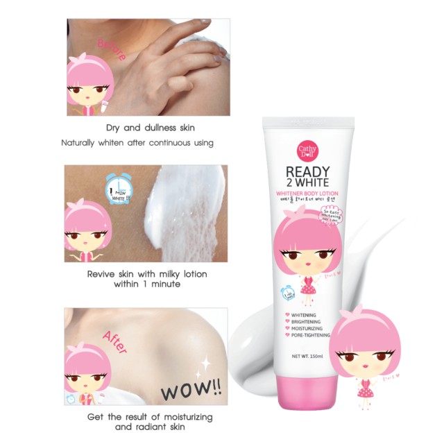 KEM DƯỠNG TRẮNG VÀ MAKE UP BODY READY 2 WHITE CATHY DOLL THÁI LAN