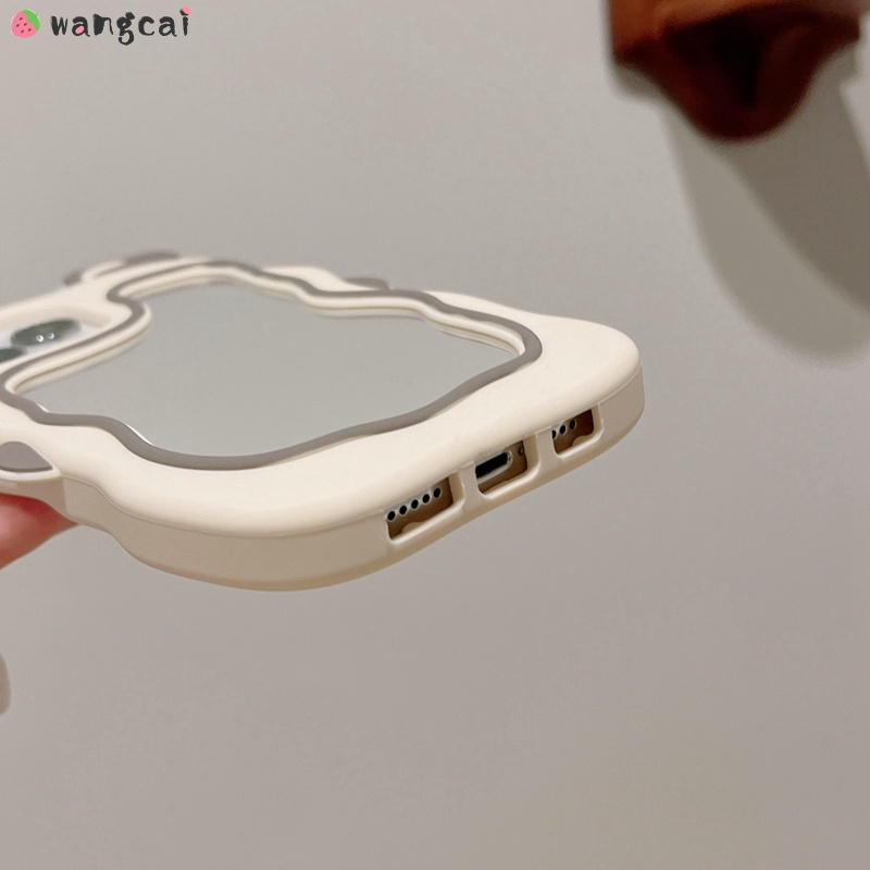 Ốp Điện Thoại Silicone Mềm Mặt Gương Trang Điểm Thiết Kế Tai Thỏ 3D Cho iPhone 13 12 11 Pro Max
