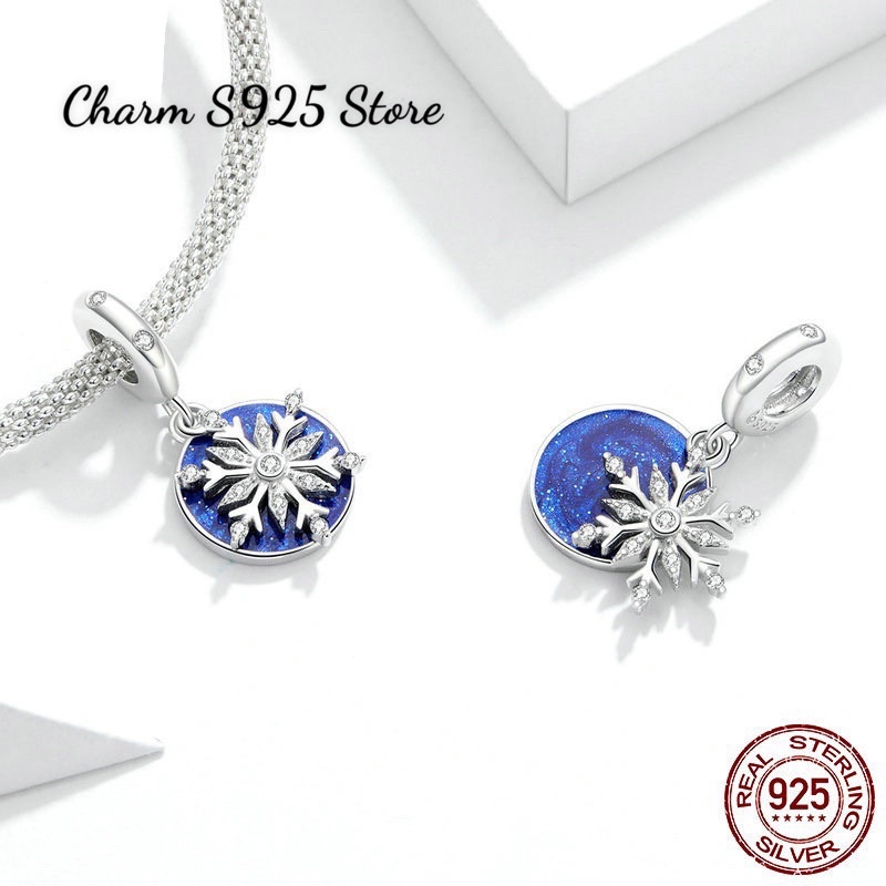 CHARM TREO HOA TUYẾT TRẮNG BẠC S925 HÀNG CAO CẤP CHÍNH HÃNG