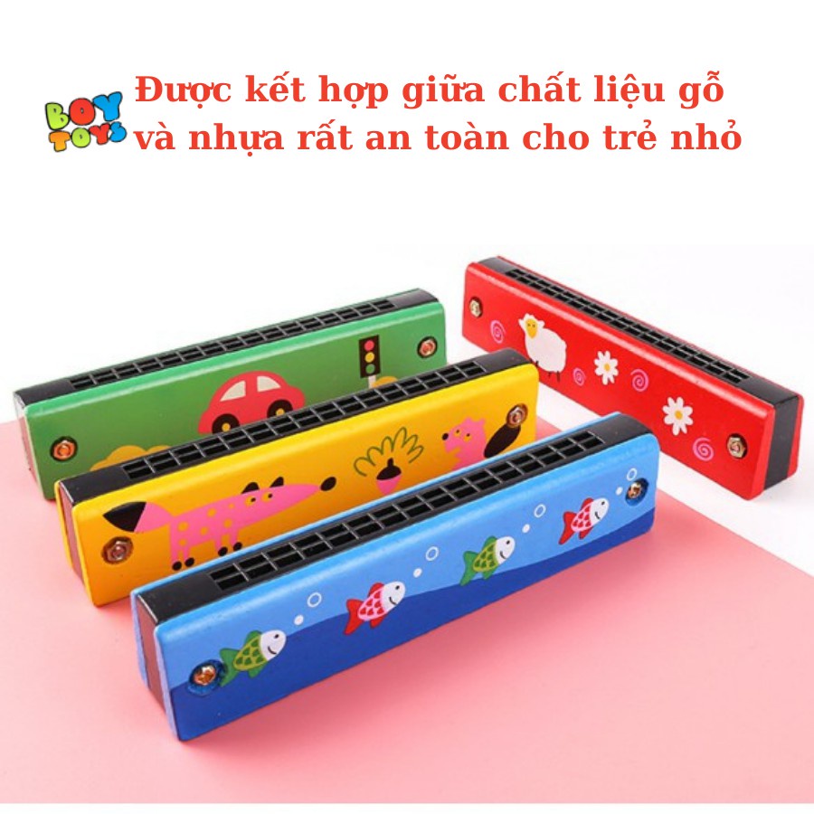 Đồ chơi âm nhạc kèn Acmonica, Harmonica tremolo 16 lỗ họa tiết hoạt hình dễ thương cho bé