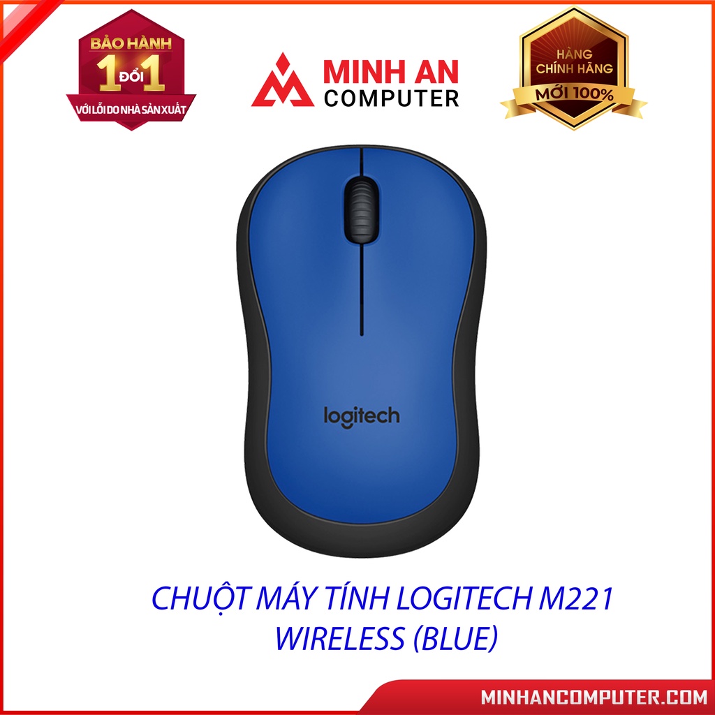 Chuột máy tính Logitech M221 Wireless (Blue) - Hàng chính hãng