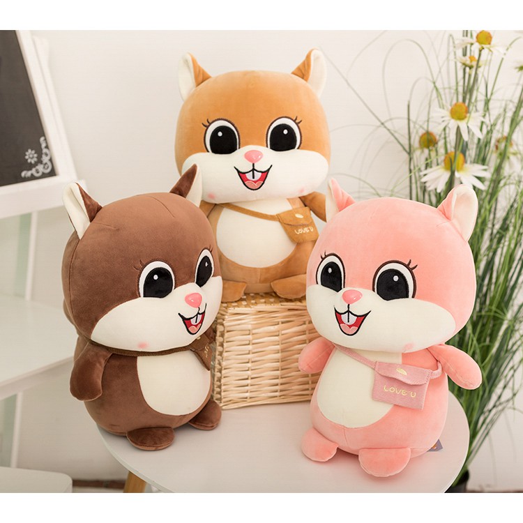 Gấu Bông Sóc Nâu Mang Cặp Siêu Mềm Dễ Thương Cute 40 cm