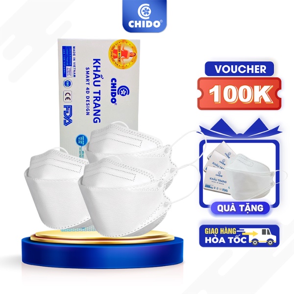 Khẩu Trang Y Tế KF94 4 Lớp Kháng Khuẩn Chống Bụi Chido 4D Đạt Tiêu Chuẩn FDA ISO, Kiểm Định Bộ Y Tế Chất Lượng Xuất Mỹ