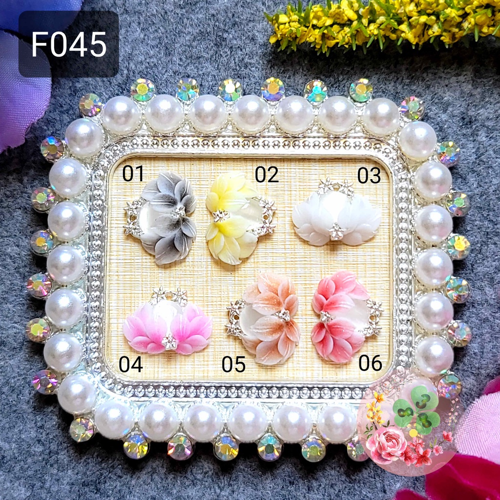 Mẫu: F045 . Hoa bột đính móng siêu xinh.