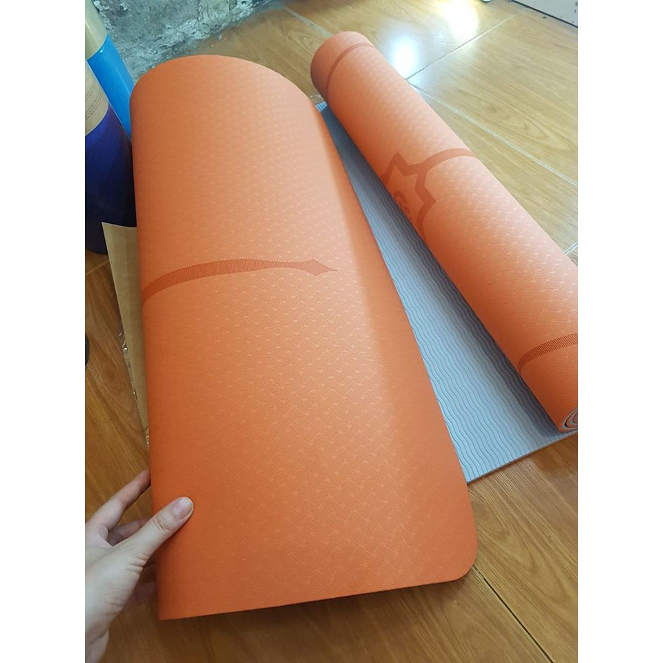 Thảm Yoga định tuyến tpe 6mm, 8mm 2 lớp-Thảm tập gym tập thể dục tại nhà chống trơn trượt [FREE SHIP -TẶNG TÚI]