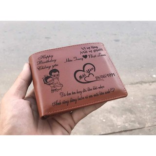 [HÀNG CHUẨN ĐẸP] VÍ DA NAM CAO CẤP CÓ KHẮC TÊN THEO YÊU CẦU [MẪU TRÁI TIM]