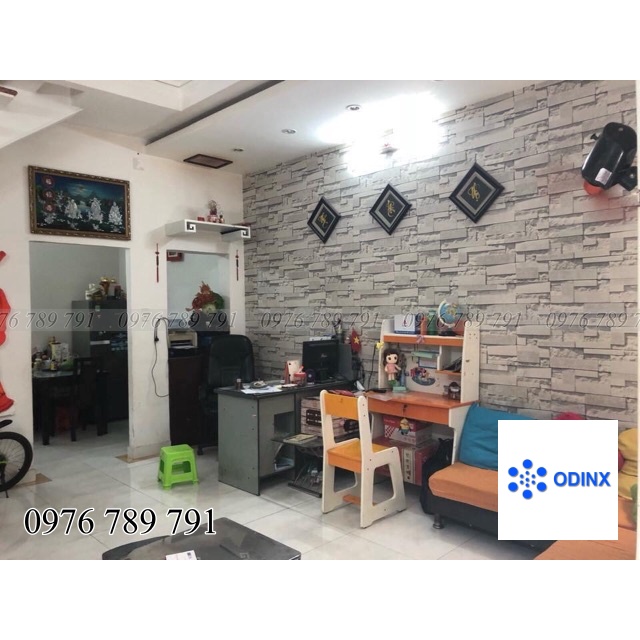 10m Giấy dán tường (decal cuộn) Giả gạch xám có keo sẵn bóc dán đơn giản