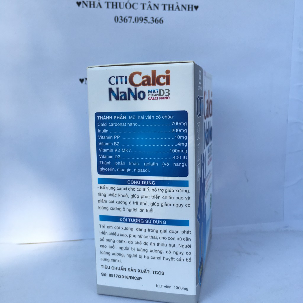 Viên uống Calci nano D3 MK7 bổ sung canxi