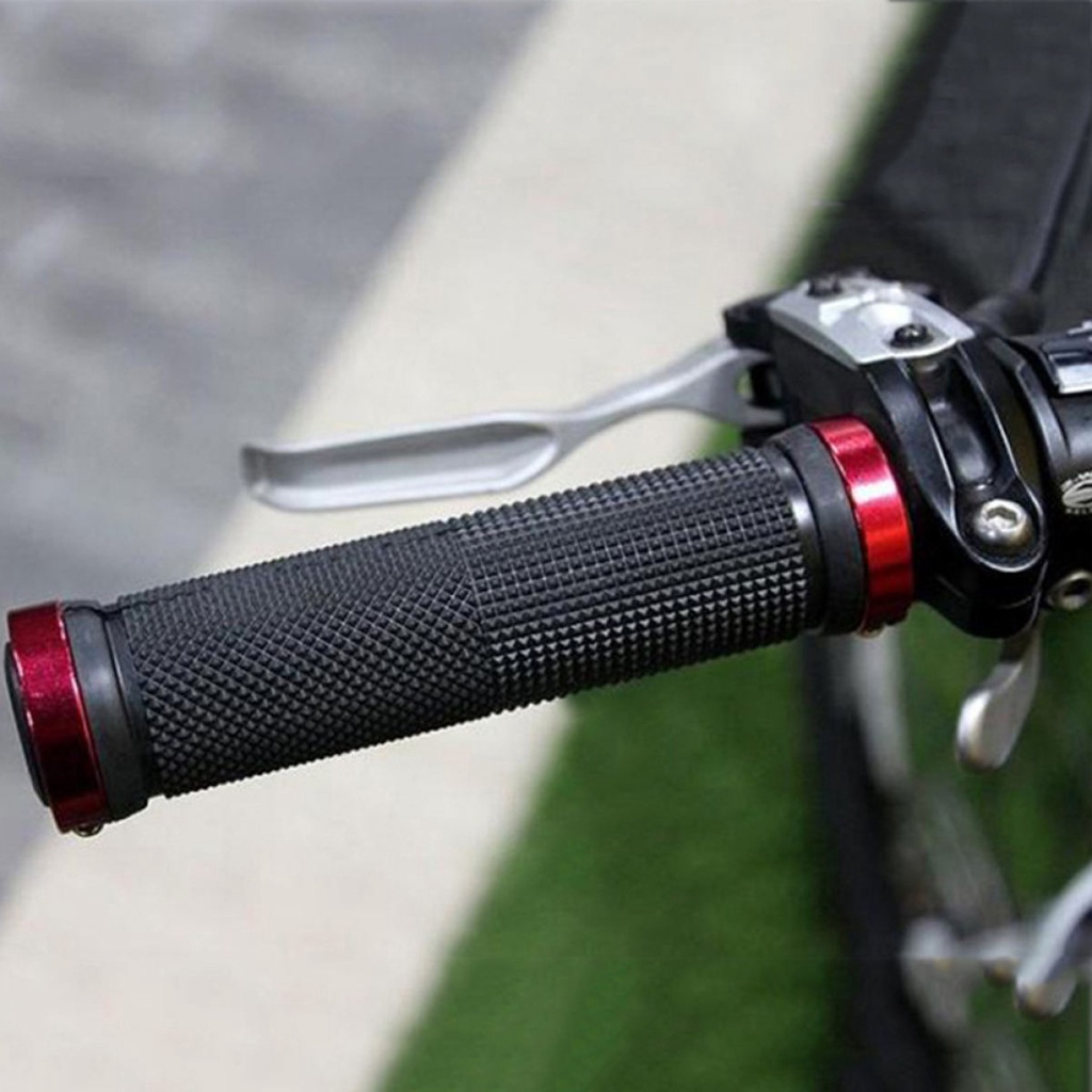 Bọc tay lái xe đạp bằng cao su viền Đen/Đỏ chống trượt (kích thước 13x28cm) - Bộ 2 bọc tay cầm xe đạp