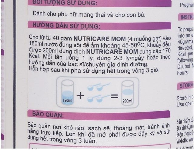 Sữa bột Nutricare Mom cho mẹ bầu và sau sinh (900g)