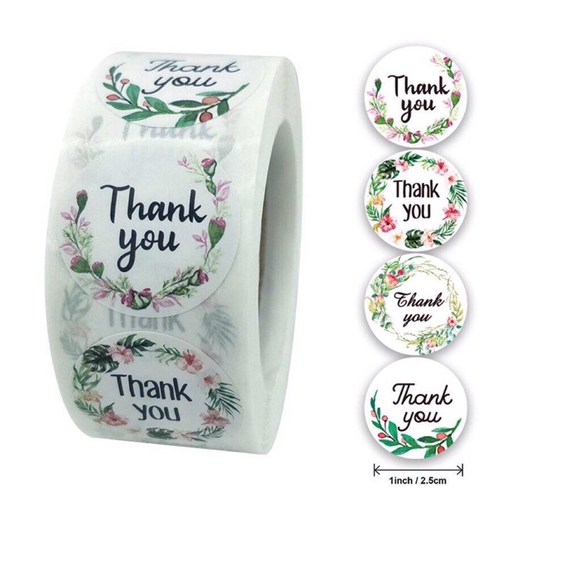 Tem Dán chữ "THANK YOU" Tròn 25mm (1inch) Cuộn 500 Miếng Thiết kế phù hợp với tất cả các nhu cầu truyền tải lời cảm ơn