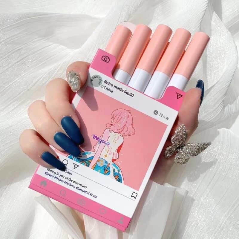 SET 5 Cây Son kem lì vỏ Hồng