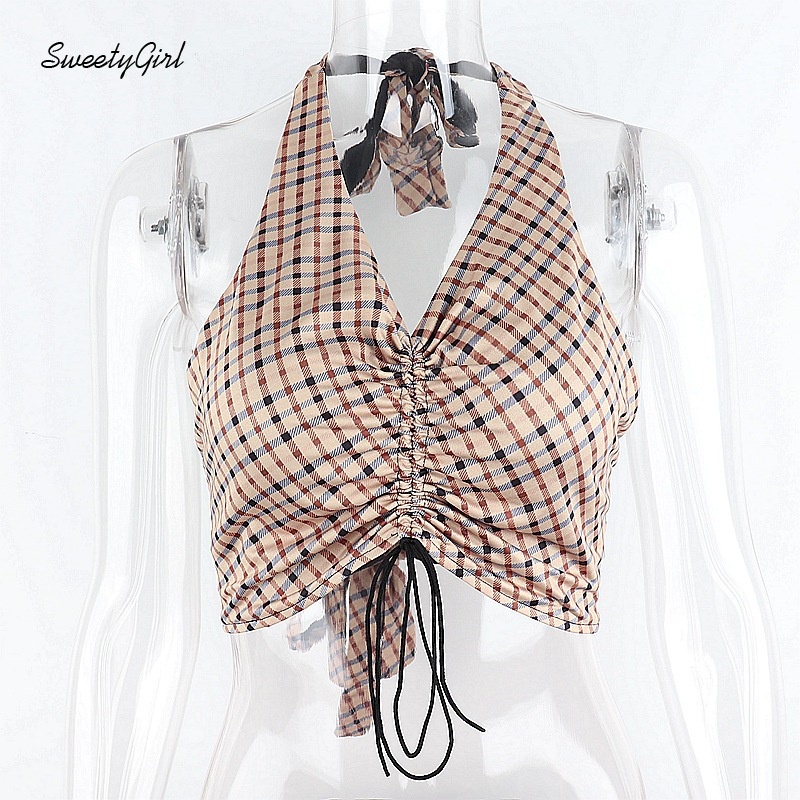 Áo Hai Dây Cổ Chữ V Họa Tiết Sọc Caro Thời Trang Quyến Rũ Cho Nữ 2022