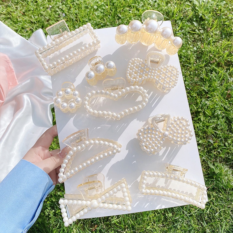 Kẹp Tóc Đính Ngọc Trai Phong Cách Retro Thanh Lịch Dễ Phối Đồ