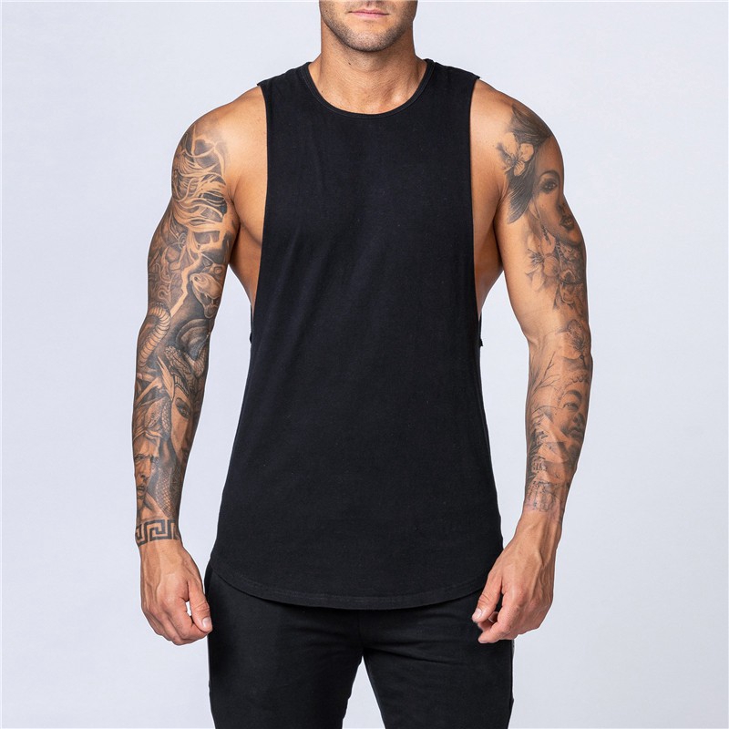 Mens Solid Color Mens Sleeves Cotton Causal Top Tank Plain Workout Training Wear OUtdoor Stringers