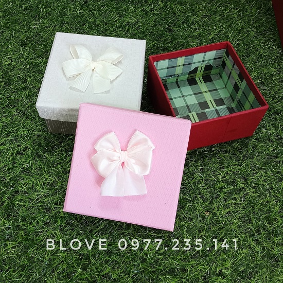 (Full size, màu)Hộp đựng quà tặng hình vuông có nơ nhiều kích thước, Mix màu,hộp đựng quà tết,hộp quà tặng