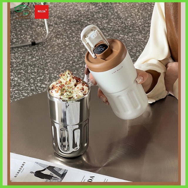 Cốc Giữ Nhiệt Cao Cấp Hiển Thị Nhiệt Độ Live Well 410ml Hahulado Cốc Cafe Giữ Nhiệt 12h Inox 316 - Hàng Chính Hãng