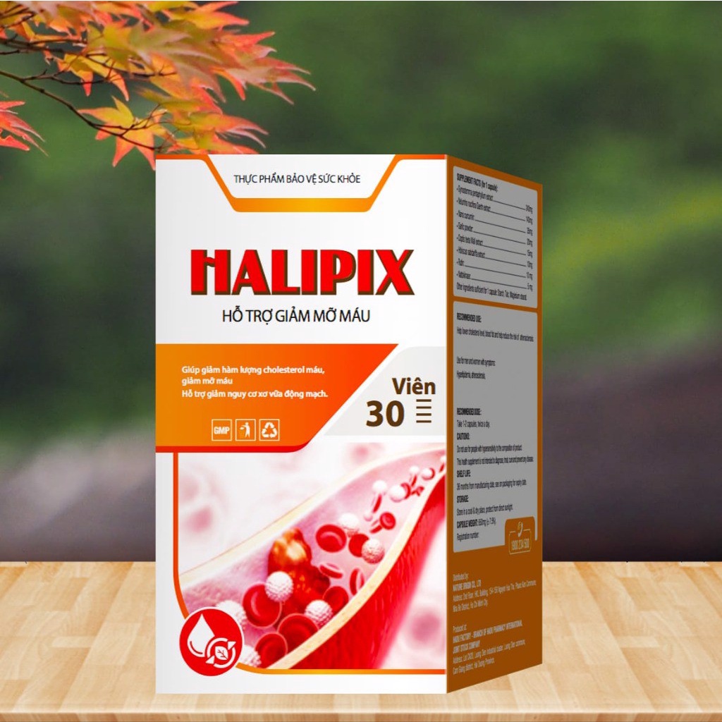 CHÍNH HÃNG HALIPIX VIÊN UỐNG HỖ TRỢ SỨC KHỎE HUYẾT ÁP, PHÒNG NGỪA ĐỘT QUỴ TIM MẠCH,GIẢM MỠ MÁU ỔN ĐỊNH ĐƯỜNG HUYẾT