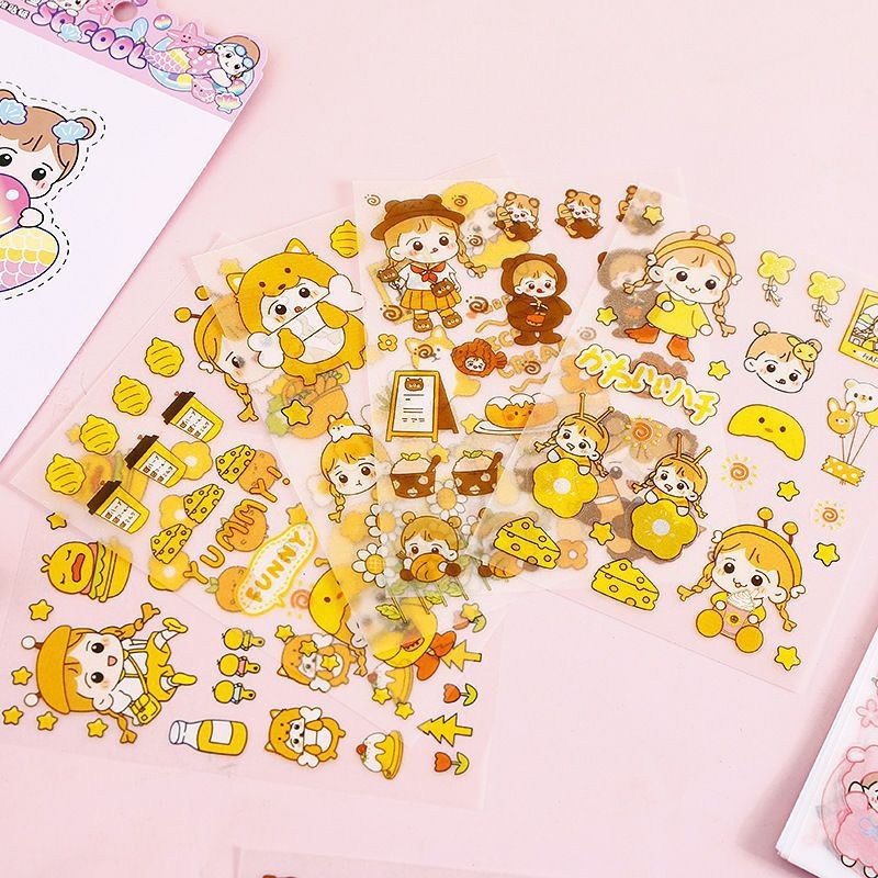 Set 4 tấm sticker trang trí có ánh nhũ