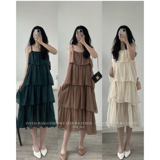 Váy maxi hai dây voan tơ nhiều lớp, Đầm voan tơ tầng đi biển, du lịch cực xinh