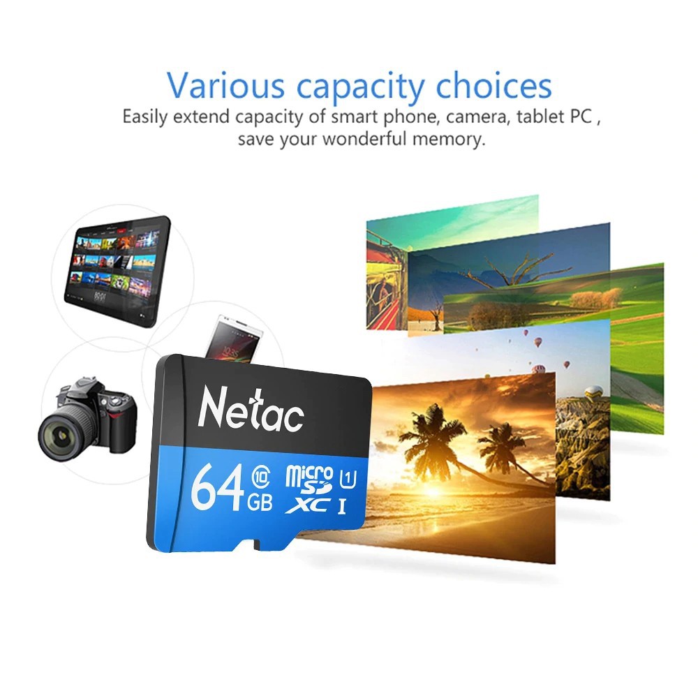 Thẻ nhớ Micro SD Netac chuẩn Class10 UHS-I U1 64GB Cao cấp tốc độ cao Chính hãng - Minh Tín Shop