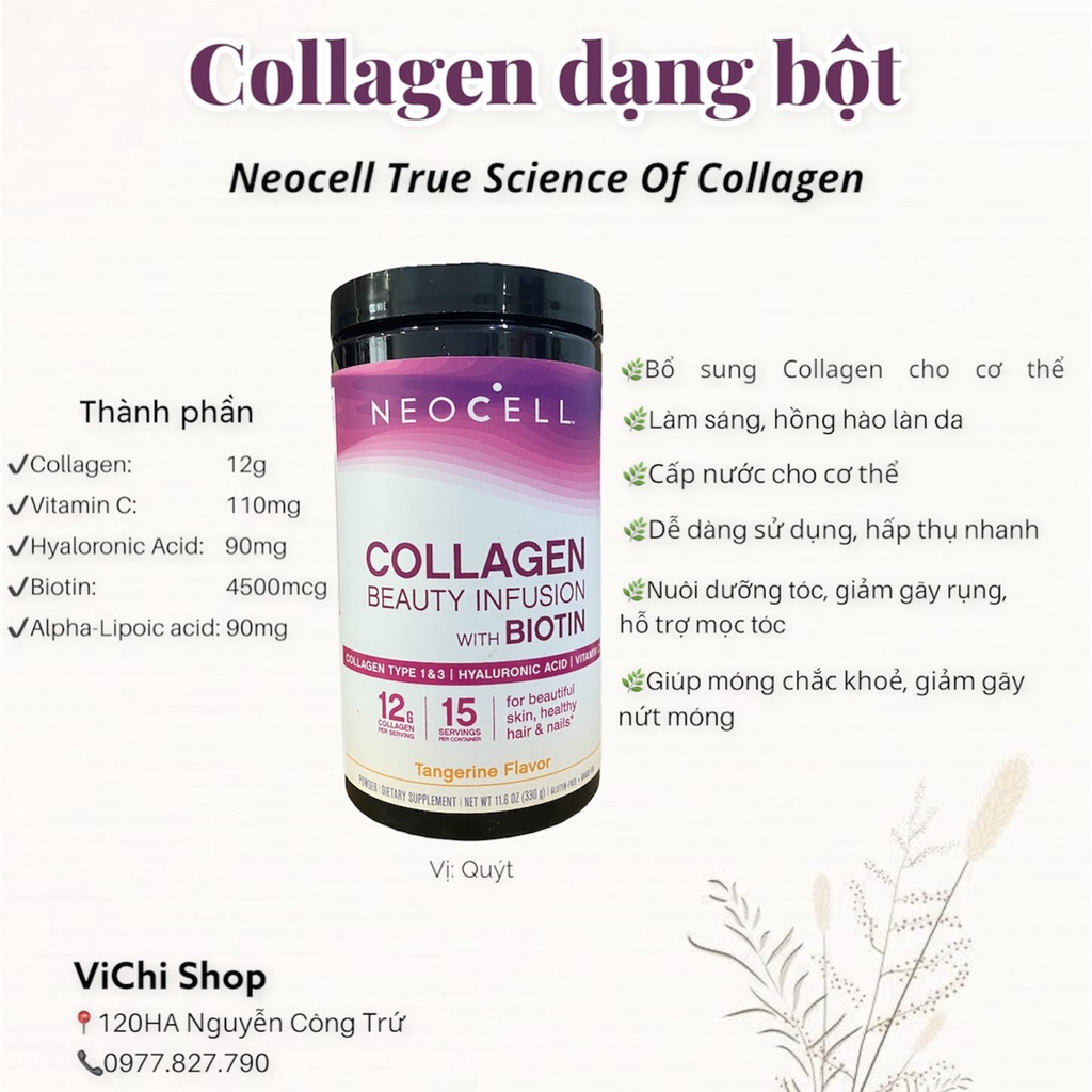 Collagen dạng bột Neocell Super Collagen Beauty Ìnfusion hàm lượng cao gấp đôi mẫu cũ