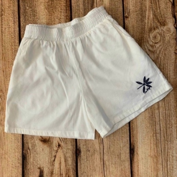 Quần short đũi_quần sooc đùi đũi thêu hoa cạp chun siêu Hot_556 mầu trắng, babydoll ulzzang mềm nội y xanh