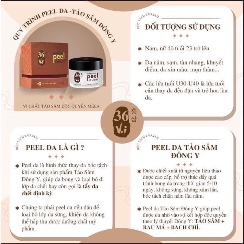 Peel Da Tảo Sâm Meea - Peel Da Bóc Tách Nám Tảo Sâm , Peel Da Đông Y Thảo Dược 36 vị - Melasma Peel Cream
