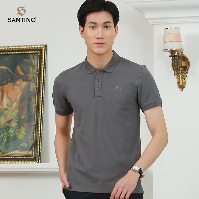 Áo polo nam ngắn tay có cổ SANTINO chất Cotton  thoáng mát, form dáng regular sang trọng TRP390B100