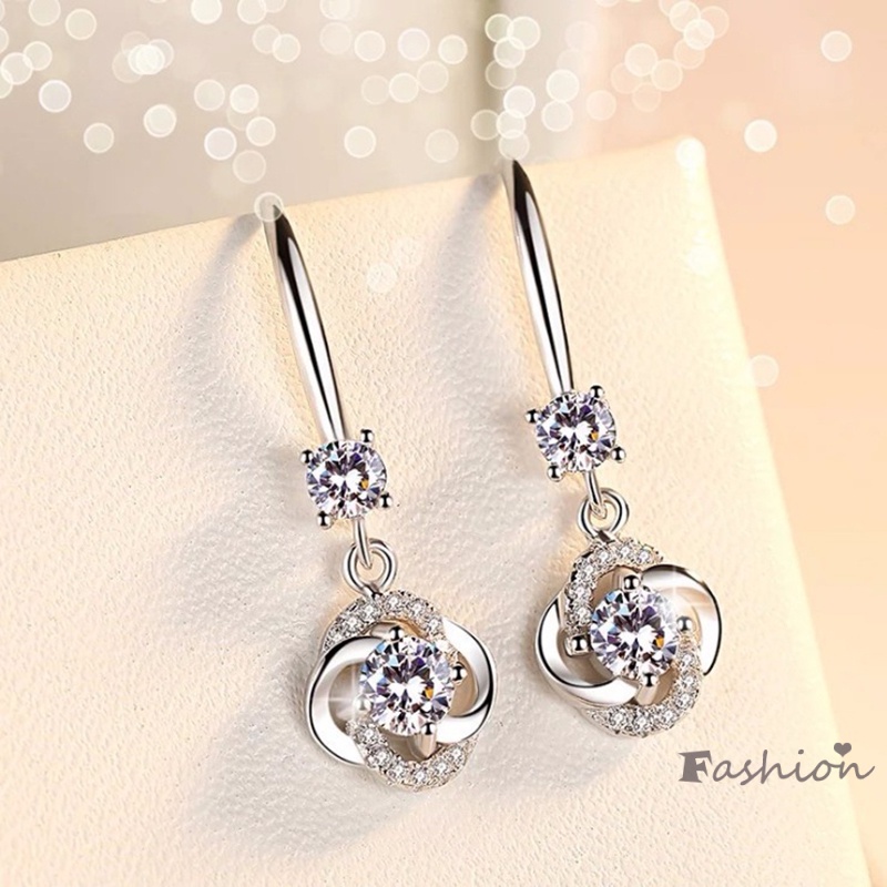 Đôi khuyên tai dài đính kim cương giả thời trang cho nữ