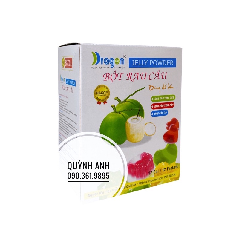 Bột rau câu Indonesia Dragon-Nguyễn Long 10g (hộp 12 gói)