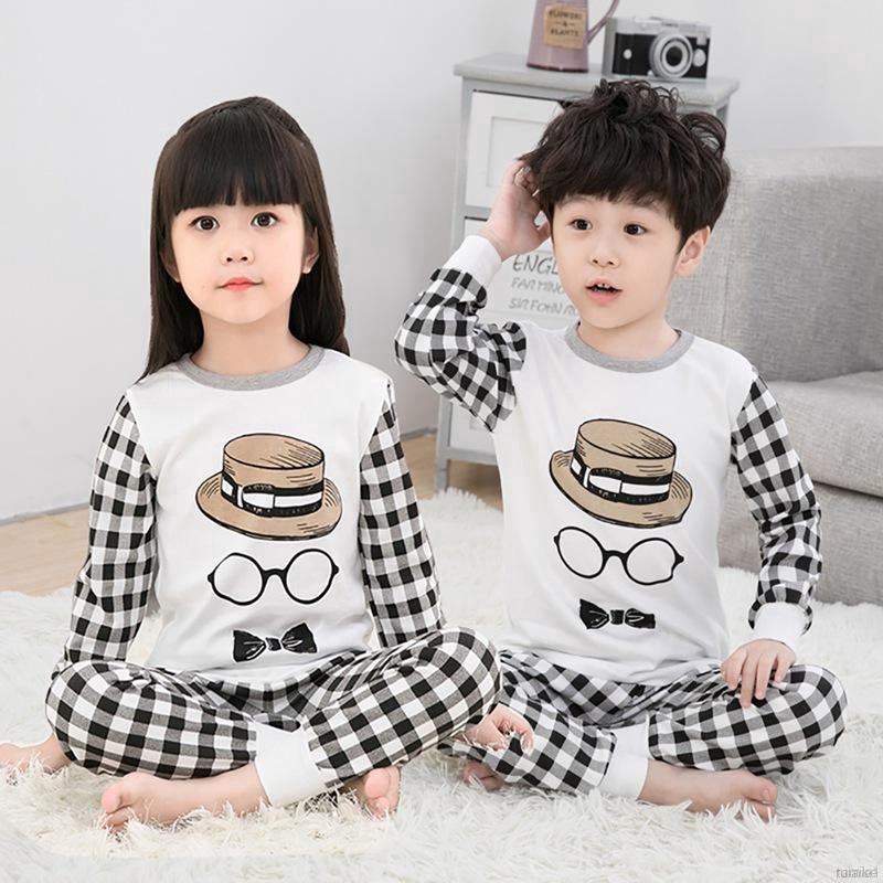 Bộ Quần Áo Ngủ Cotton In Hình Hoạt Hình Cho Bé Trai Và Gái (2-10 Tuổi)