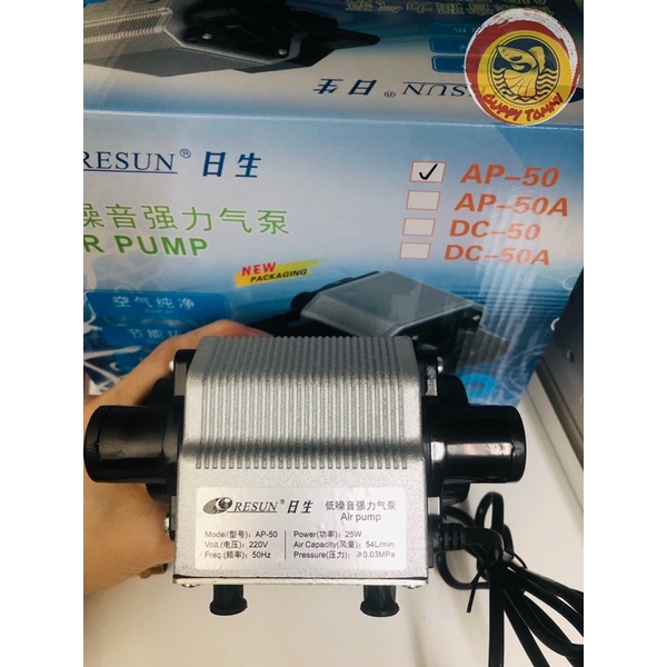 Máy sủi Oxy 6 vòi RESUN AP-30  16W và 8 vòi RESUN AP-50   25W  vỏ nhôm SIÊU ÊM ,TIẾT KIỆM ĐIỆN