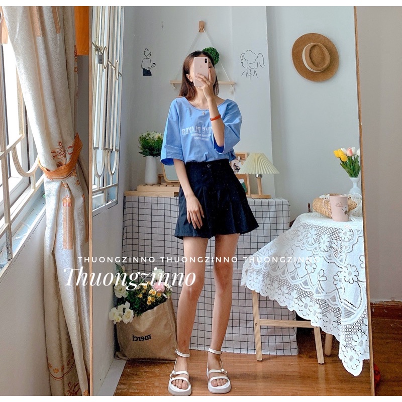 [ẢNH THẬT/VIDEO] Quần shorts nữ cạp khuy đứng xếp ống xòe Xinh Xắn
