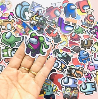Sticker set 60 among us cái ép lụa / hình dán Among Us Game sticker