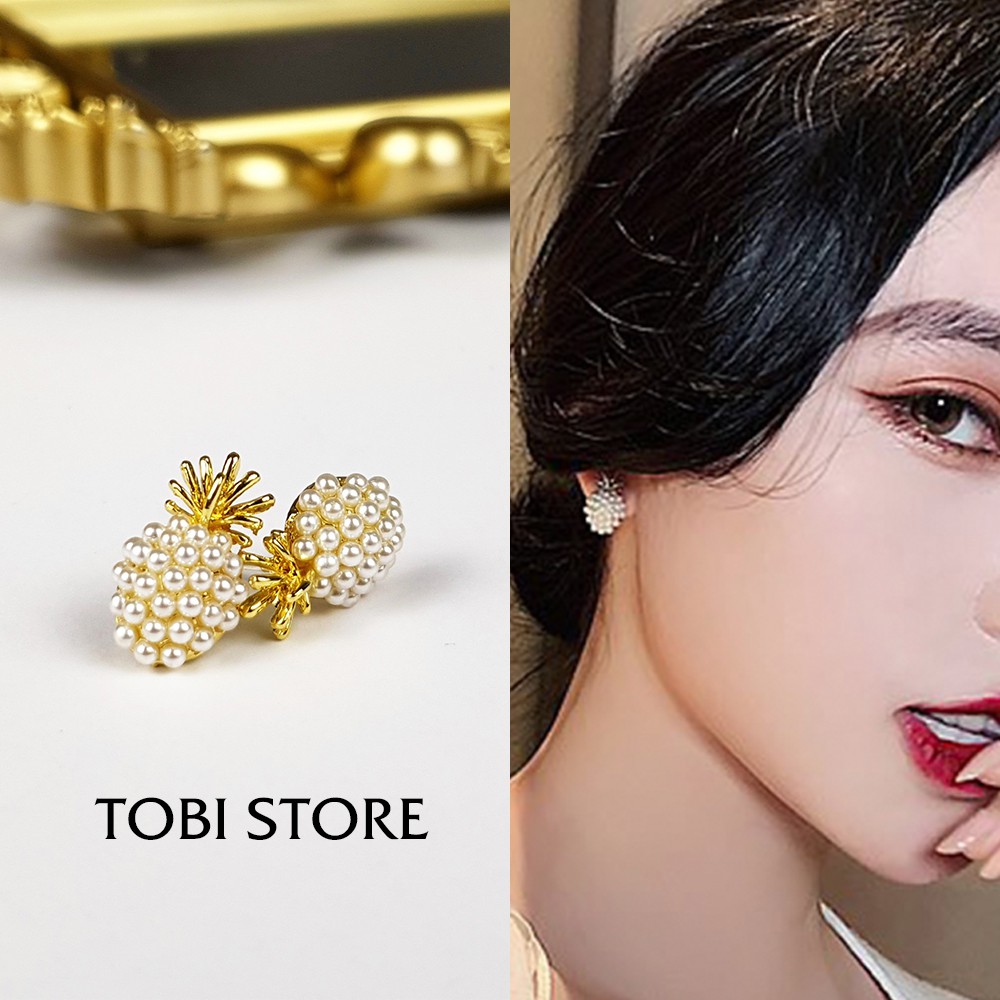 Khuyên tai nữ TOBI STORE nhiều kiểu dáng bông tai dễ thương đính ngọc mạ vàng đáng yêu kiểu tròn, dài, nụ