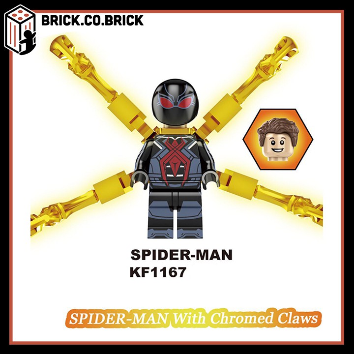 Non Lego Spider Man mạ vàng siêu bóng loáng Super Hero Đồ Chơi Lắp Ráp Mô Hình Minifigure Siêu Anh Hùng Marvels KF6090