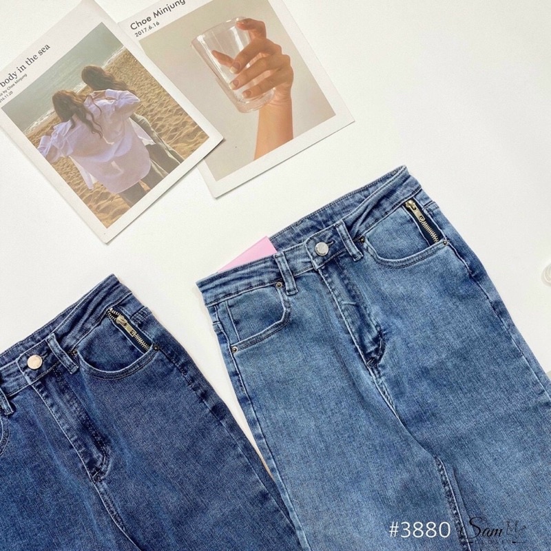 Quần jeans kéo khoá hông - mã 3880