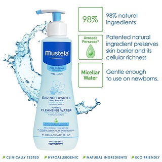Nước rửa vệ sinh mặt và vùng kín cho bé MUSTELA EAU NETTOYANTE 300ML