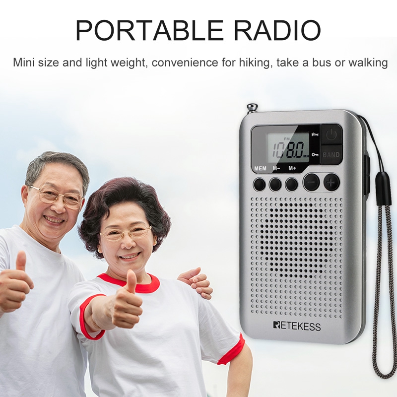 Radio Retekess Tr106 Fm Am Di Động Với Màn Hình Lcd Điều Chỉnh Kỹ Thuật Số Có Loa Giắc Cắm Tai Nghe Và Chức Năng Đồng Hồ