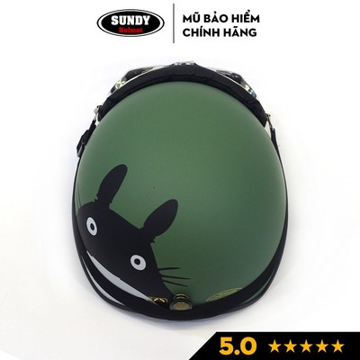 Nón bảo hiểm thể thao SUNDY, kiểu nửa đầu 1/2 họa tiết Mèo Totoro cute, kèm kính phi công, uv