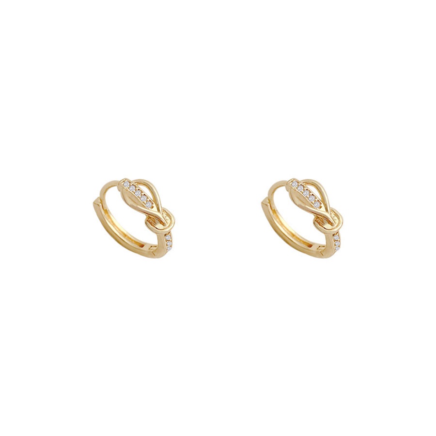 Bông Tai Mạ Vàng / Bạc 925 Hình Nút Thắt Đính Đá Zircon Thời Trang Phong Cách Hàn Quốc Cho Nữ