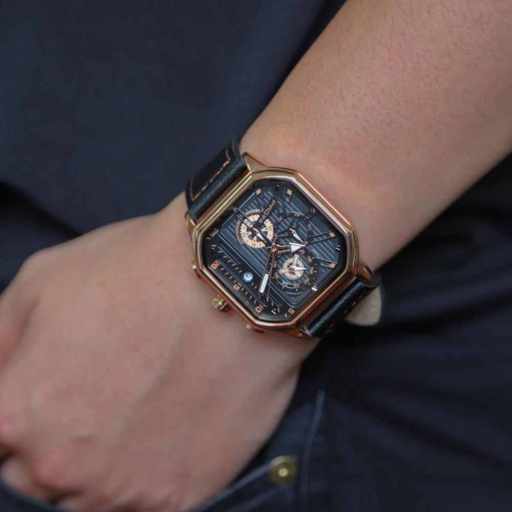 Đồng Hồ Nam Pagini Mặt Vuông Dây Da Hàng FulBox - Thiết Kế Độc Đáo - Bảo Hành 12 Tháng