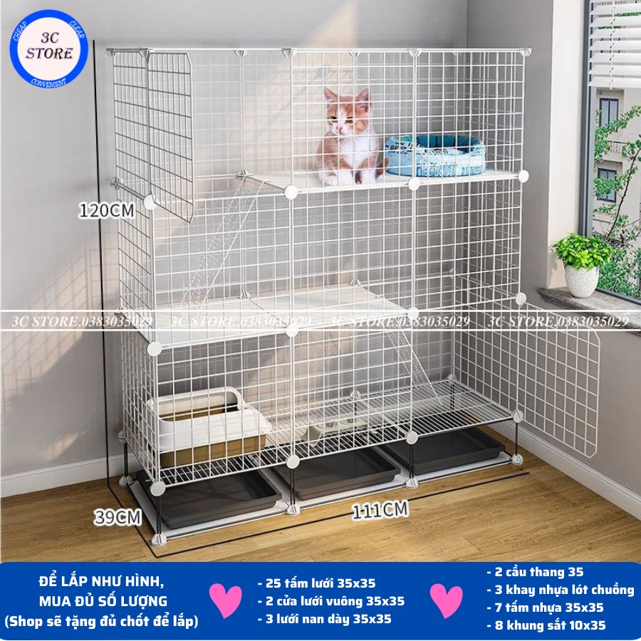 TẶNG CHỐT Tấm lưới - Chuồng Quây Cho Thú Cưng, Chó Mèo - Lắp Ghép