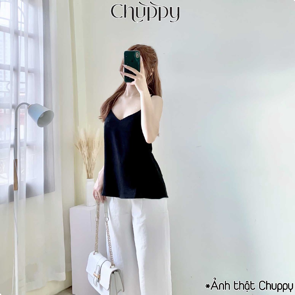 Áo 2 dây đũi lụa CHUPPY form rộng - 2S03