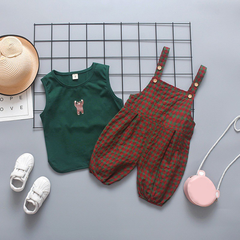 Set đồ bộ ngắn không tay in họa tiết dễ thương cho bé gái