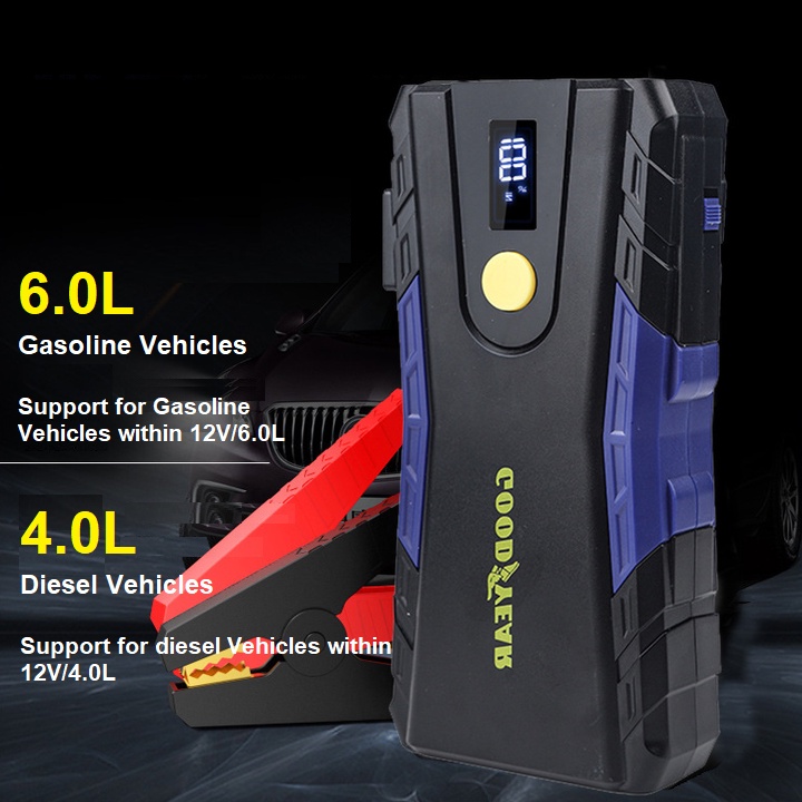 Bộ kích nổ, kích bình ắc quy xe ô tô Goodyear GY-5229, 12000mAh, 2.4A, công suất 18W, Car Jump Starter