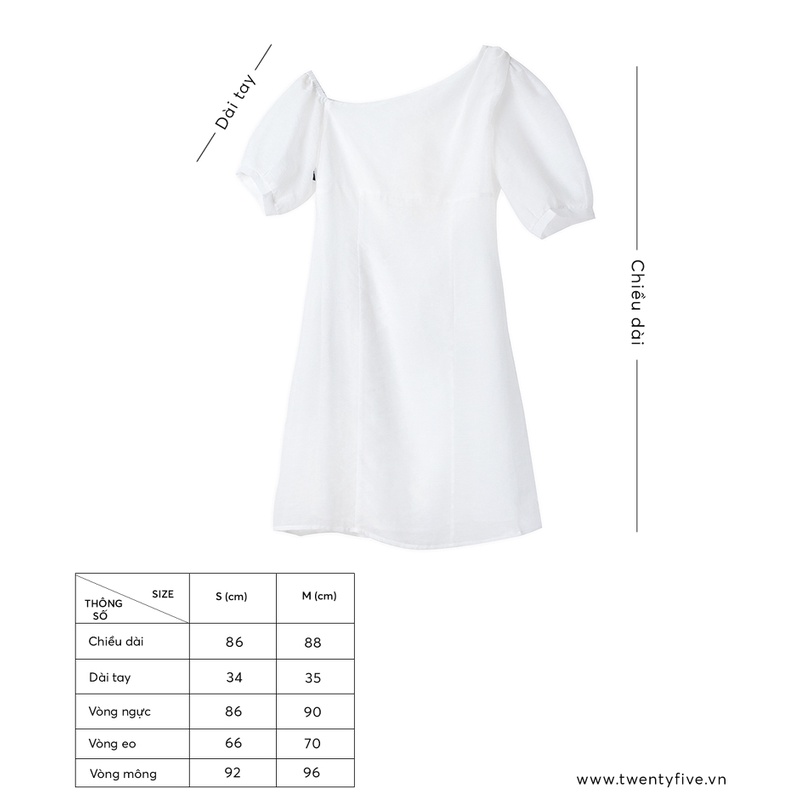 Đầm nhún lệch vai tay bo nhún chân váy xòe Twentyfive T258