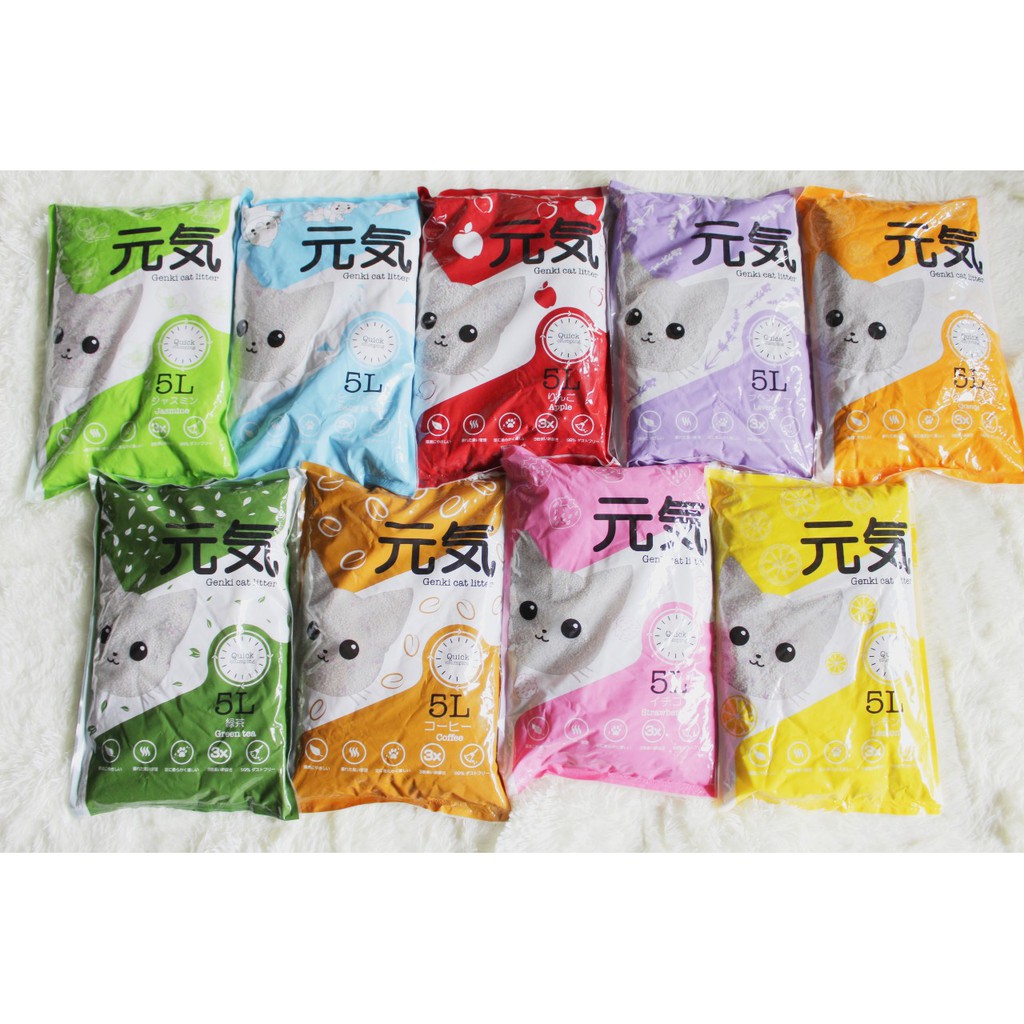 Cát GENKI Nhật Bản - 5L Cát Vệ Sinh Cho Mèo - Đa Dạng Mùi Hương
