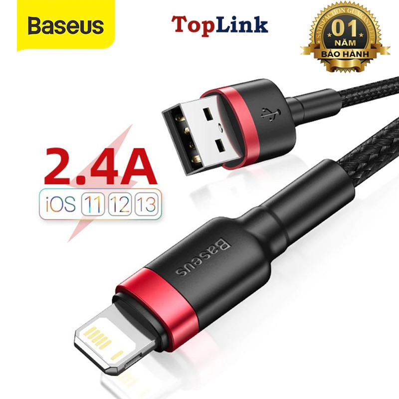 Dây Cáp Sạc Nhanh 2.4a Và Truyền Dữ Liệu Tốc Độ Cao Cho ip/tablet táo Baseus CALKLF Đầu Bọc Chống Gẫy-TopLink